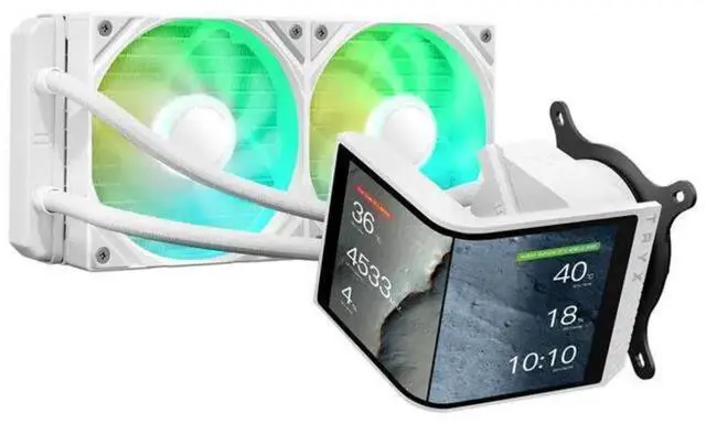 Main image of TRYX PANORAMA SE 240 ARGB WHITE 240mm AIO Rotatable 6.67'' AMOLED Curved Screen 3D Anamorphic Effect Customizable AIO Cooler 240mm White Asetek Adela 260w TDP Intel LGA 1851/1700/1200/115X AM