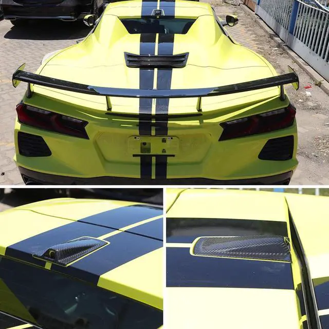 Alt view image 4 of 5 - Roof Top Backup Cameras Cover Trim Compatible with C8 Corvette Convertible Z06 Z51 2020-2024 Real Carbon Fiber 1PCS Reversing Camera Protection Cover Trim Accessories (Black Carbon)
