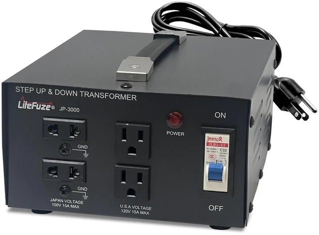 Main image of LiteFuze 3000 Watt Japan Voltage Converter Transformer Step Up/Down - 100v to 120v / 120v to 100v Japanese Power Converter - Fully Grounded Cord CE Certified