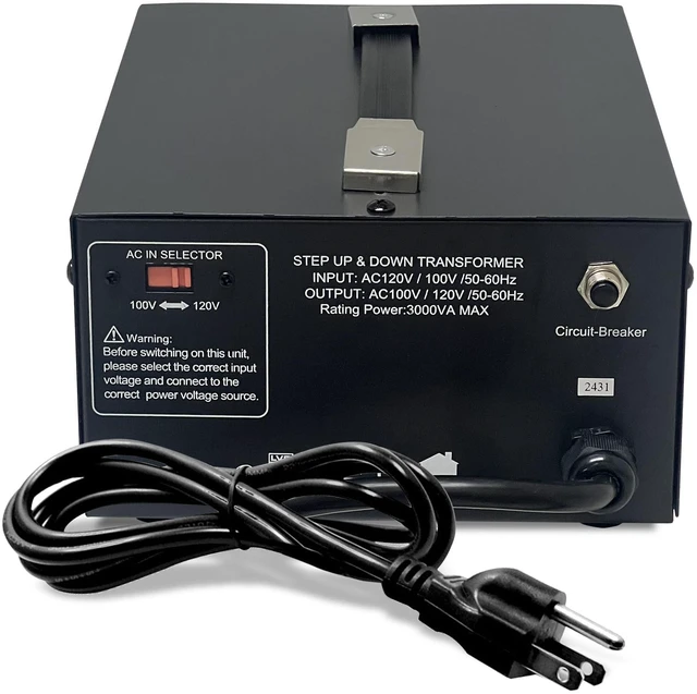 Alt view image 3 of 5 - LiteFuze 3000 Watt Japan Voltage Converter Transformer Step Up/Down - 100v to 120v / 120v to 100v Japanese Power Converter - Fully Grounded Cord CE Certified