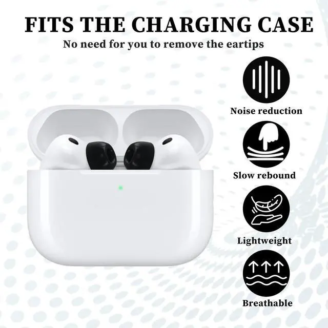 Alt view image 4 of 5 - Adhiper Memory Foam Ear Tips and Ear Hooks for AirPods Pro 3 Earbuds 2025,for Airpods Pro3 nti-Slip Earhook,Replacement Earbud Ear Tips Accessories(Black)