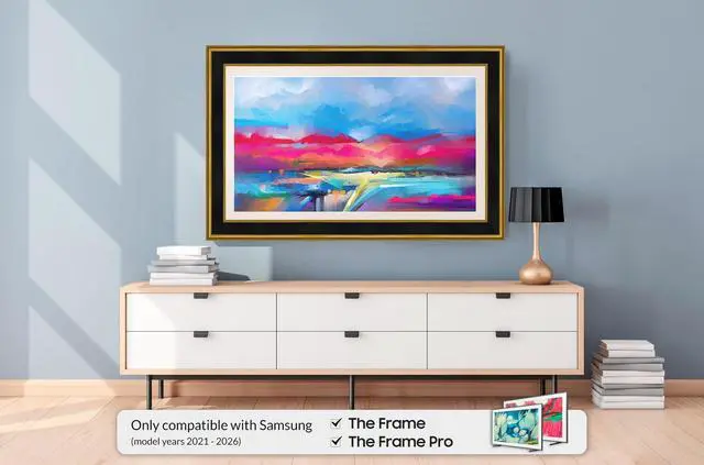 Alt view image 2 of 5 - Antique Gold & Black 32" Premiere Deco TV Frame - Compatible ONLY with Samsung The Frame TVs (Fits 2021-2026, LS03A, LS03B, LS03C, LS03D, LS03FA)