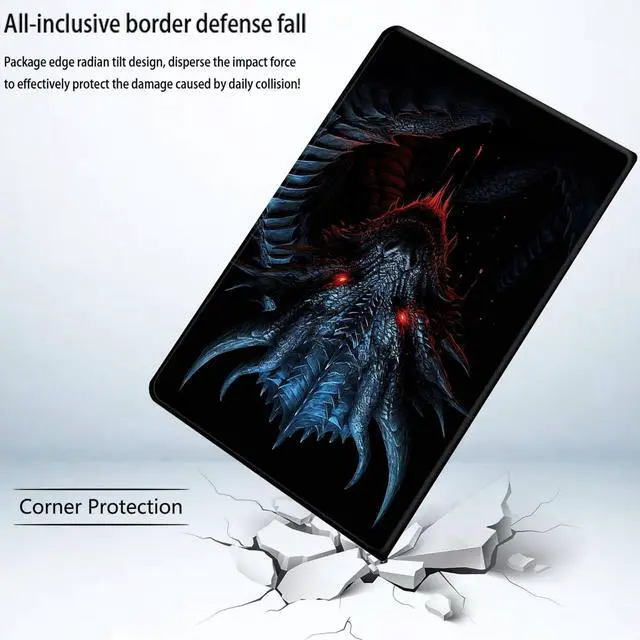 Alt view image 3 of 5 - Bxgolkgd Tablet Case for iPad 9.7 Inch (2017/2018 Model,5th/6th Generation),Shockproof Stand Cover with Heat Dissipation,Auto Wake/Sleep Function,Dragon