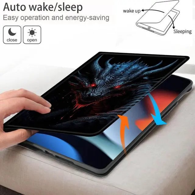 Alt view image 4 of 5 - Bxgolkgd Tablet Case for iPad 9.7 Inch (2017/2018 Model,5th/6th Generation),Shockproof Stand Cover with Heat Dissipation,Auto Wake/Sleep Function,Dragon