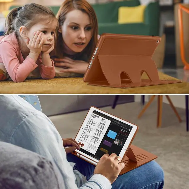 Alt view image 2 of 5 - VIKESI Case for iPad 9th / 8th / 7th Generation 10.2 inch (2021/2020/2019 Released),Multiple Angles Magnetic Stand Cover,Shockproof Back,Pencil Holder,and Auto Sleep/Wake,Brown