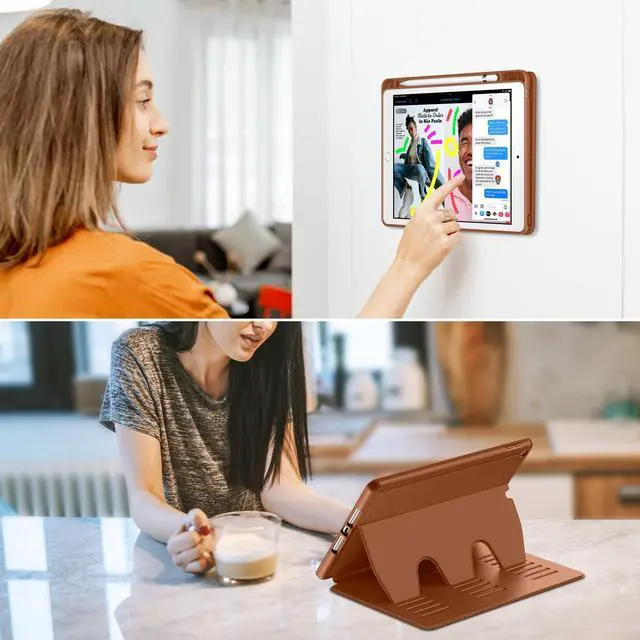Alt view image 3 of 5 - VIKESI Case for iPad 9th / 8th / 7th Generation 10.2 inch (2021/2020/2019 Released),Multiple Angles Magnetic Stand Cover,Shockproof Back,Pencil Holder,and Auto Sleep/Wake,Brown