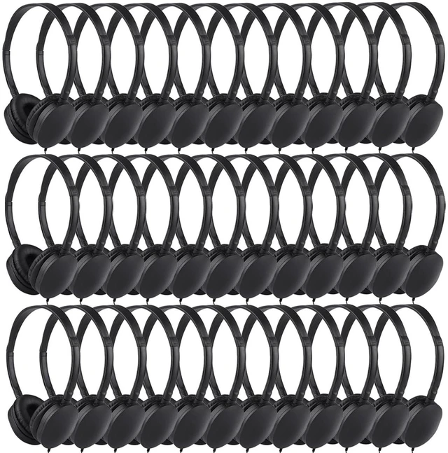 Main image of XOSDA Bulk Headphones for Classroom 50 Pack, Wholesale Wired School Headphones for Kids Students ChildrenPU102,50 Black