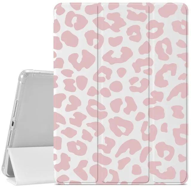 Main image of VibrantFruitique Coquette Leopard Print Case for iPad Air 13" (M4) 2026/(M3) 2025/(M2) 2024/iPad Pro 12.9" 2022/2021 Dusty Pink Cheetah Case,Pencil Holder & Clear Back & Trifold Stand Cover for Women