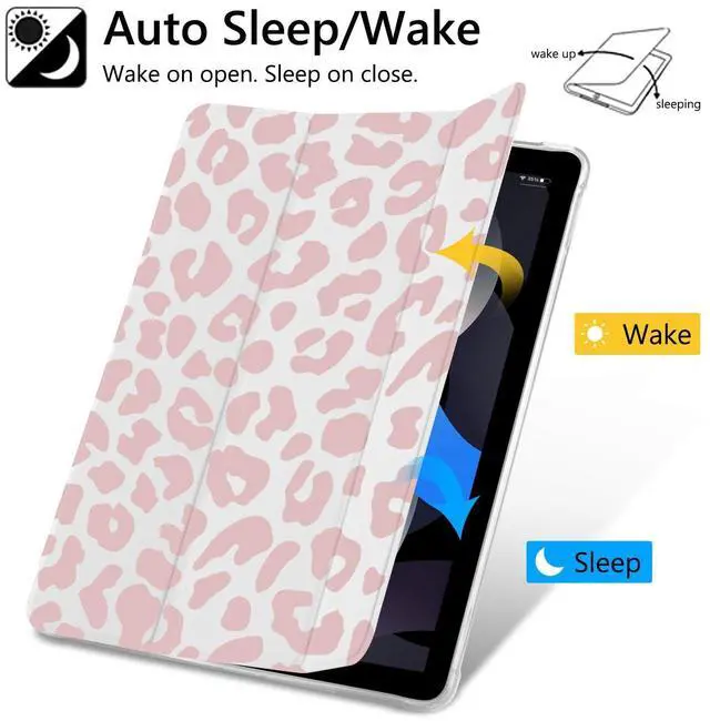 Alt view image 4 of 5 - VibrantFruitique Coquette Leopard Print Case for iPad Air 13" (M4) 2026/(M3) 2025/(M2) 2024/iPad Pro 12.9" 2022/2021 Dusty Pink Cheetah Case,Pencil Holder & Clear Back & Trifold Stand Cover for Women