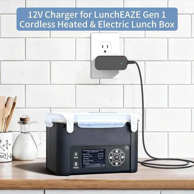Alt view image 2 of 5 - 12V Charger for Electric Lunch Box Replacement for LunchEAZE Gen 1 & Gen 2 Cordless Heated & Electric Lunch Box Adapter Charger
