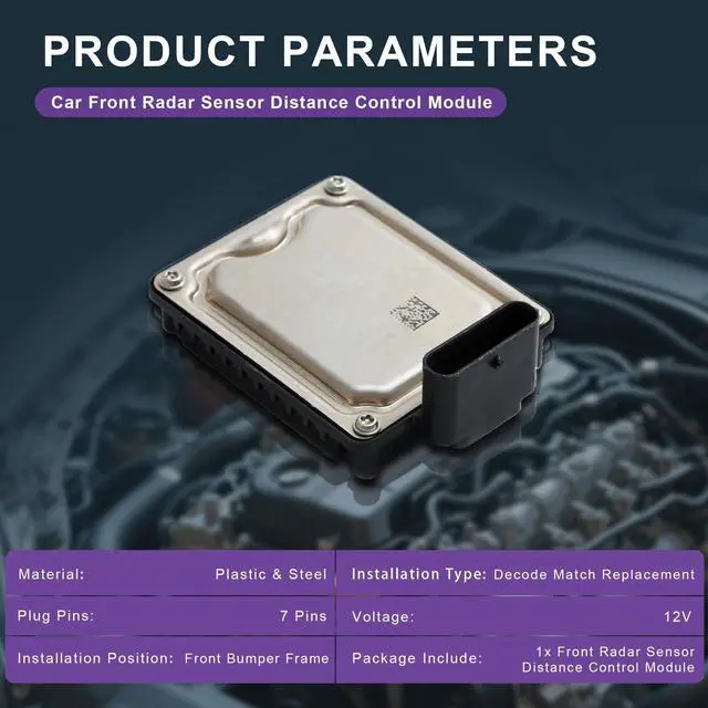 Alt view image 2 of 5 - Sprwinautummer 1108647-00-D Car Front Radar Sensor Distance Control Module Acc 12V 7 Pin Compatible with Model 3 Model Y