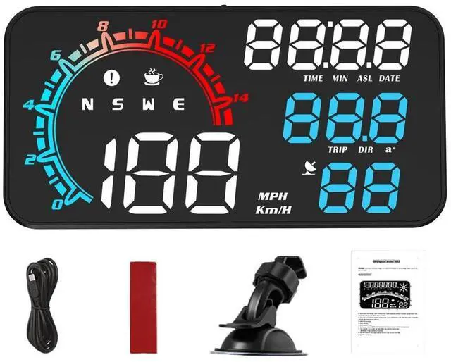Main image of Riloer Car Head Up Display with GPS Chip, Compass and Light Sensor, HUD With 5.5-inch(12.18 * 6.85cm) HD LED Screen, Automotive General HUD Head-Up Display GPS Speed Display G11, Colored