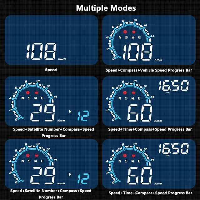 Alt view image 4 of 5 - Riloer Car Head Up Display with GPS Chip, Compass and Light Sensor, HUD With 5.5-inch(12.18 * 6.85cm) HD LED Screen, Automotive General HUD Head-Up Display GPS Speed Display G11, Colored
