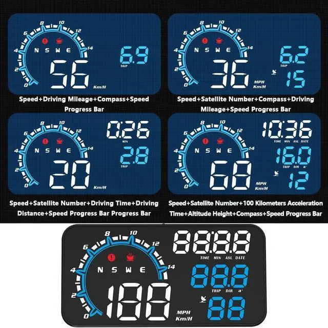 Alt view image 5 of 5 - Riloer Car Head Up Display with GPS Chip, Compass and Light Sensor, HUD With 5.5-inch(12.18 * 6.85cm) HD LED Screen, Automotive General HUD Head-Up Display GPS Speed Display G11, Colored