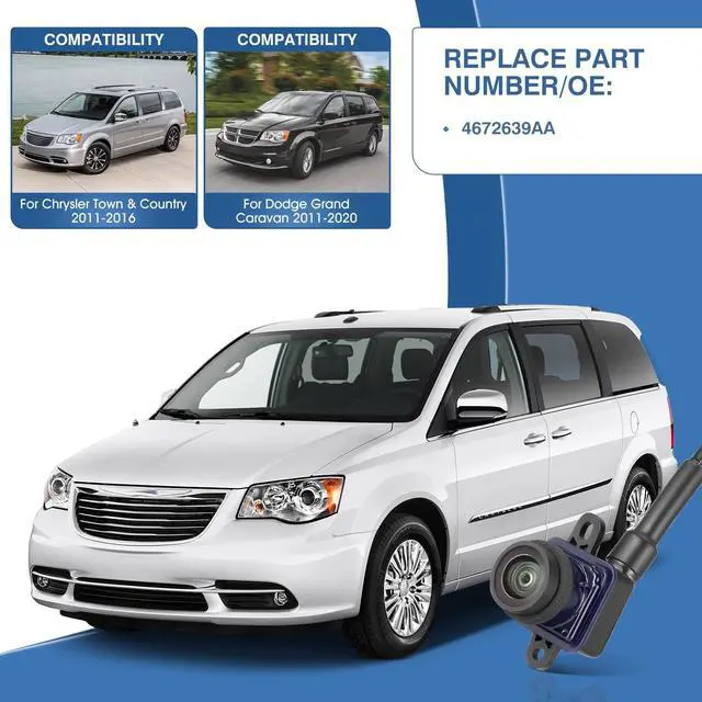 Alt view image 2 of 5 - ACAUTO Rear View Backup Camera Fit for Chrysler Town & Country 2011-2016, fit for Dodge Grand Caravan 2011-2020, Reversing Parking Assist Camera OE Replacement 4672639AA,CH1960103