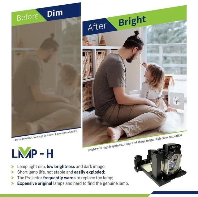 Alt view image 2 of 5 - LMP-H DT02061 Replacement Projector Lamp for Hitachi CP-EU4501WN CP-EU5001WN CP-EW5001WN CP-EX5001WN for Dukane ImagePro 8945WU for Maxell MC-EU5001 MC-EW5001 MC-EX5001