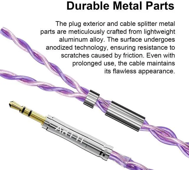Alt view image 5 of 5 - ARTTI Flex Headphone Upgrade Cable 4 Cores 268 Strands Silver-Plated 7N OCC Copper 3in1 Plug IEM Cable HiFi Earphone Wire (MMCX Bend Plug)