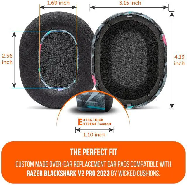 Alt view image 5 of 5 - WC Freeze Blackshark V2 Pro 2023 - Cooling Gel Earpads by Wicked Cushions Only (Does not fit Old Blackshark V2 Pro) - Boost Comfort, Thickness, & Sound Isolation for Epic Gaming ^^ 90's Black