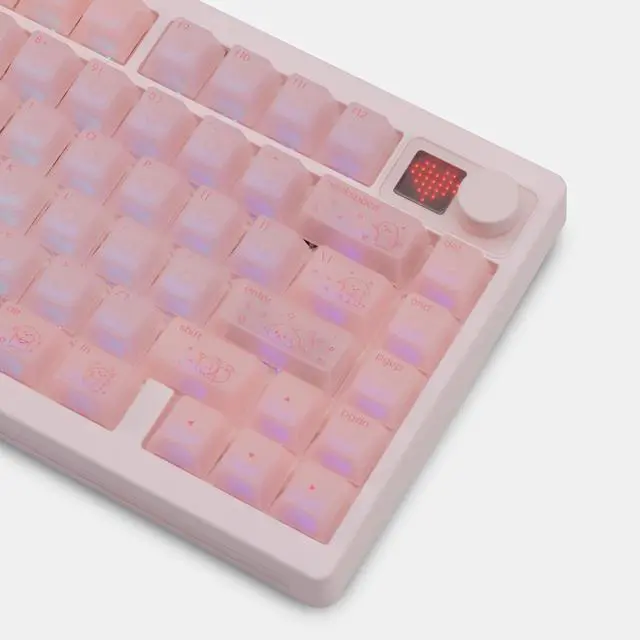 Alt view image 4 of 5 - KEEBMONKEY PMOKEY P75 75% Wireless Mechanical Keyboard, Tri-Mode RGB Gaming Keyboard with Dot-Matrix Display, Aluminum Alloy Body, Volume Knob, Up to 10000mAh Battery (Ultra Pink)