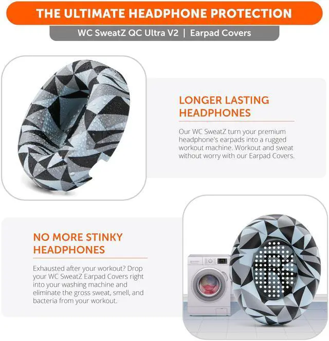 Alt view image 5 of 5 - WC SweatZ QC Ultra Patented Protective Earpad Covers Compatible with Bose QuietComfort Ultra Gen 1 & Gen 2 by Wicked Cushions ^^ Sweatproof & Washable ^^ Geo Grey