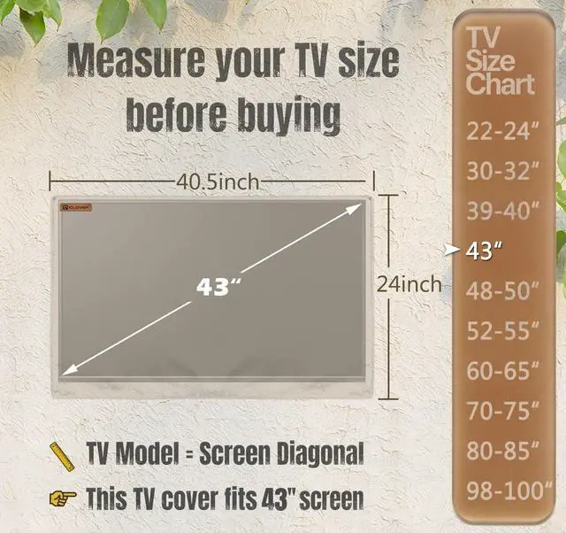 Alt view image 2 of 5 - IC ICLOVER Outdoor TV Cover 43inch, 600D Heavy Duty 4 Season Weatherproof TV Protector, Waterproof Zipper Roll Up Front Flap & Remote Control Pocket, Outside Television Cover for LED, LCD, OLED TVs