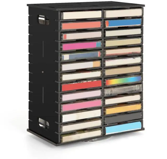 Main image of Arkiya Rotating Cassette Tape Storage Holder, 52 Slot Cassettes Organizer Rack, Audio Cassette Tape Display Shelf, Ideal Gift for Cassettes Collectors, Black
