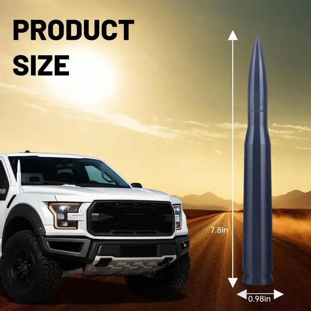 Alt view image 2 of 5 - Bullet Antenna 50 Car Bullet Antenna,Compatible Silverado 1500 Ford F150 Dodge Ram 1500 GMC Sierra 1500 Ranger Short Replacement Antena para Carro Heavy Duty Pickup Trucks Accessories 7.8in Black