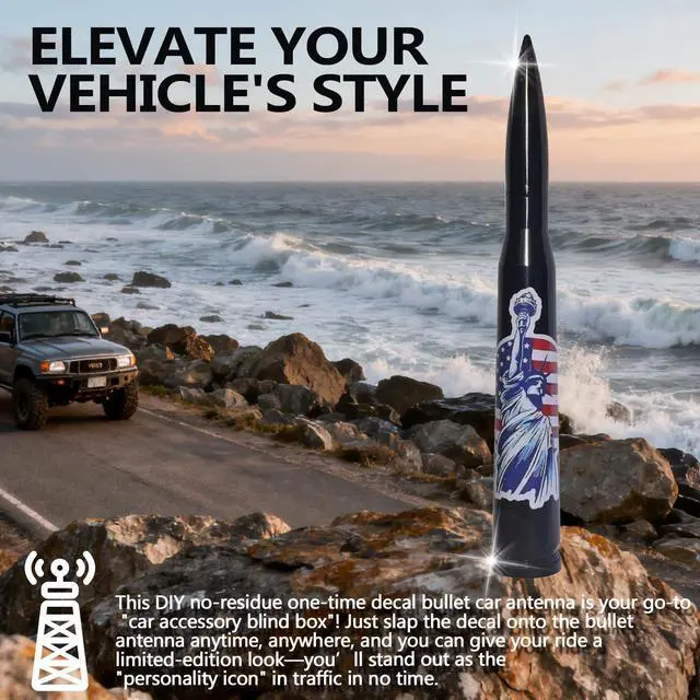 Alt view image 3 of 5 - Bullet Antenna 50 Car Bullet Antenna,Compatible Silverado 1500 Ford F150 Dodge Ram 1500 GMC Sierra 1500 Ranger Short Replacement Antena para Carro Heavy Duty Pickup Trucks Accessories 7.8in Black