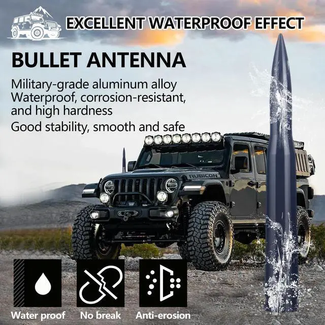 Alt view image 5 of 5 - Bullet Antenna 50 Car Bullet Antenna,Compatible Silverado 1500 Ford F150 Dodge Ram 1500 GMC Sierra 1500 Ranger Short Replacement Antena para Carro Heavy Duty Pickup Trucks Accessories 7.8in Black