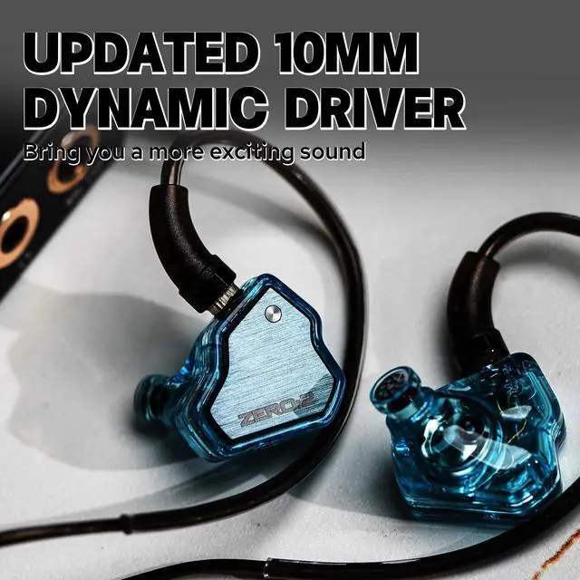 Alt view image 3 of 5 - Linsoul 7Hz x Crinacle Zero:2 in Ear Monitor, Updated 10mm Dynamic Driver IEM, Wired Earbuds Earphones, Gaming Earbuds, with OFC IEM Cable for Musician (with MIC, Blue)