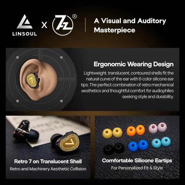 Alt view image 5 of 5 - Linsoul 7Hz Elua Ultra in Ear Monitor, Dual Dynamic Driver Earphone, HiFi Wired IEM Earbuds with High-Purity Oxygen-Free Copper Cable for Musicians Audiophiles (Gold)