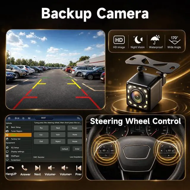 Alt view image 5 of 5 - Driauto 9 Inch Single Din Car Stereo with Wireless Carplay Android Auto1 DIN Touchscreen Car Radio with Bluetooth Mirror Link AM/FM/RDS Steering Wheel Control EQ USB Online Video+ Backup Camera