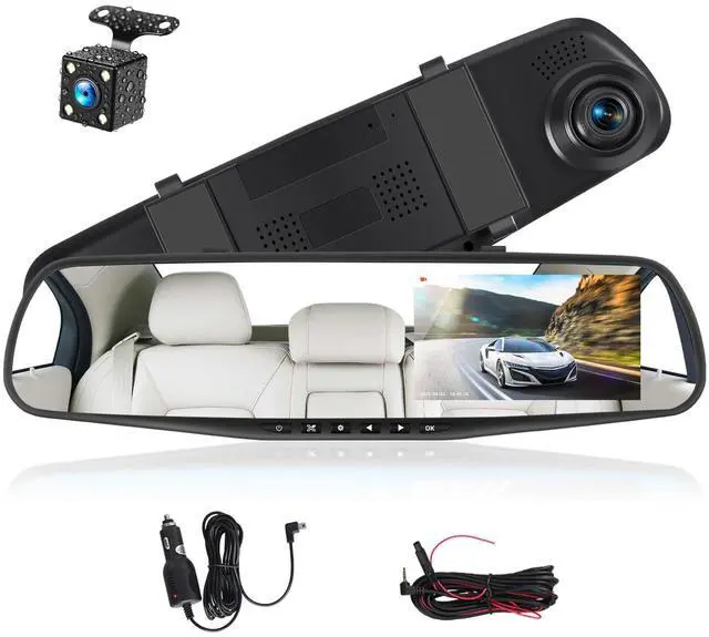 Main image of CAMECHO Mirror Dash Cam Front and Rear Camera, 4.5 Inch 1080P Rear View Mirror Camera, Dashcam for Cars, Loop Recording, Wide Angle, Parking Assistance