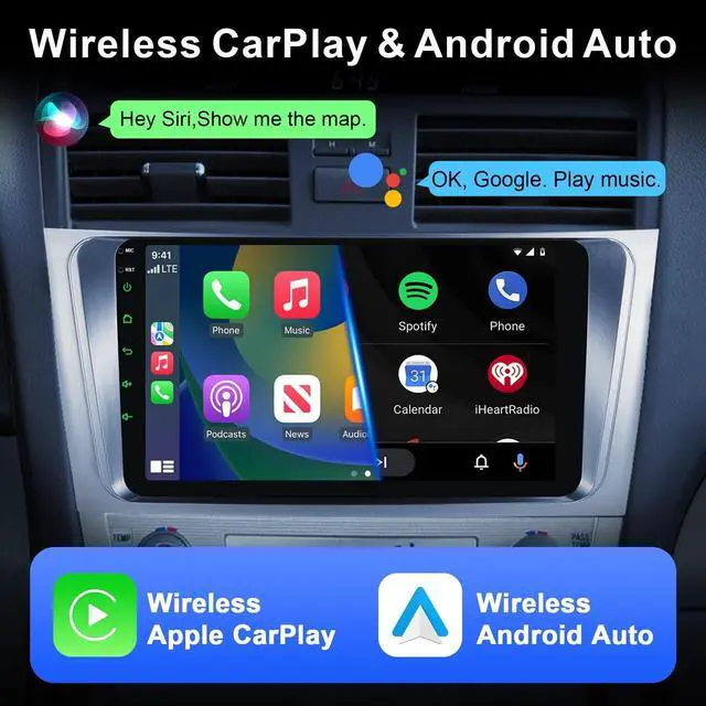 Alt view image 2 of 5 - Car Radio for Toyota Camry 2006 2007 2008 2009 2010 2011(not fit JBL) with Wireless CarPlay & Android AutoAndroid 12 Camry Car Stereo with 9" Touch Screen GPS Navigation AM/FM Radio