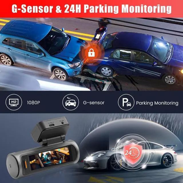 Alt view image 5 of 5 - Fuluku 4K Dual Dash Cam Front and Rear, 3.19'' DashCam Inside Camera for Cars, WiFi & APP/64GB Card/GPS/4K 2160P/UHD Dash Camera/Night Vision/Loop Recording/G-Sensor/24H Parking Mode/Easy to Install