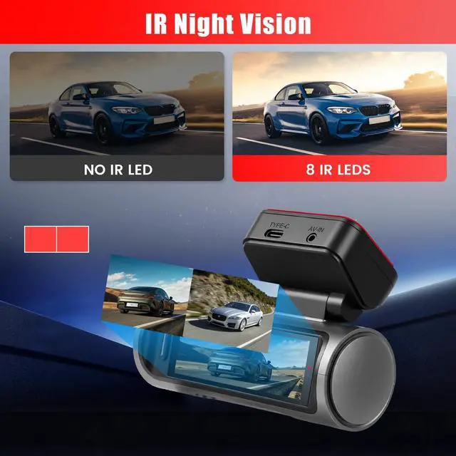 Alt view image 4 of 5 - Fuluku 4K Dual Dash Cam Front and Rear, 3.19'' DashCam Inside Camera for Cars, WiFi & APP/64GB Card/GPS/4K 2160P/UHD Dash Camera/Night Vision/Loop Recording/G-Sensor/24H Parking Mode/Easy to Install