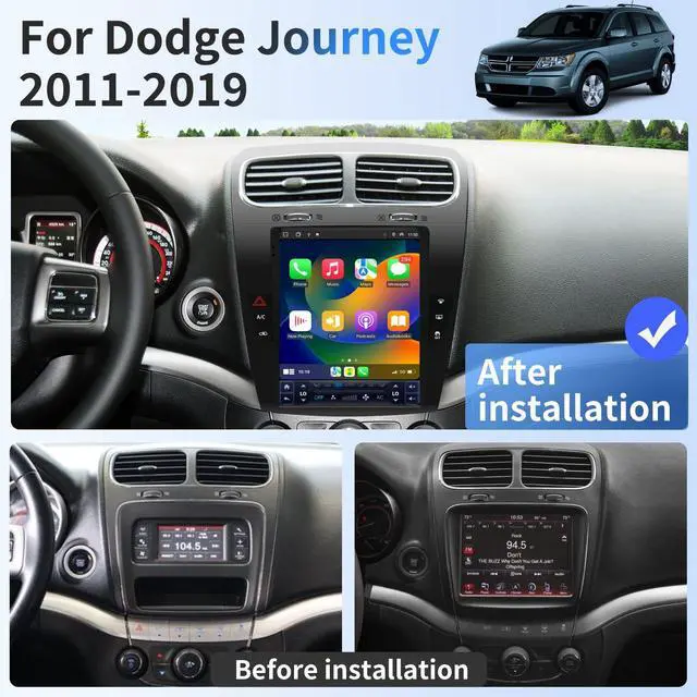 Alt view image 2 of 5 - Car Radio for Dodge Journey 2011-2019 Stereo Radio Replacement Upgrade 8Core 4+64G 9.7 Inch Touch Screen with Wireless Carplay & Android Auto WiFi SWC DSP Free AHD Camera Bluetooth