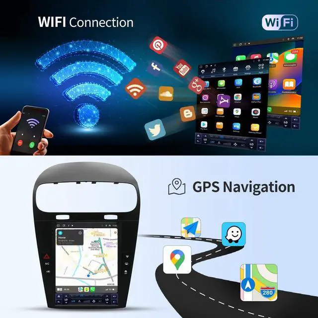 Alt view image 5 of 5 - Car Radio for Dodge Journey 2011-2019 Stereo Radio Replacement Upgrade 8Core 4+64G 9.7 Inch Touch Screen with Wireless Carplay & Android Auto WiFi SWC DSP Free AHD Camera Bluetooth
