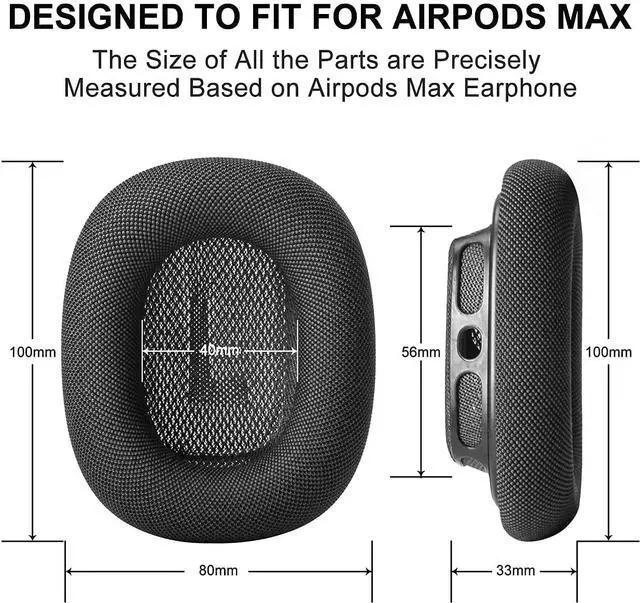 Alt view image 4 of 4 - Replacements Earpad Covers for Airpod Max Headphones, 1 Pair - Durable Textile Cloth Fabric Mesh with Magnetic Connection (Red)