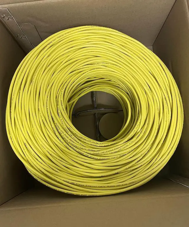 Alt view image 2 of 2 - Efficient Cables Cat5e Plenum CMP 1000FT Bulk LAN Network Cable 350MHz, Yellow Solid 24AWG