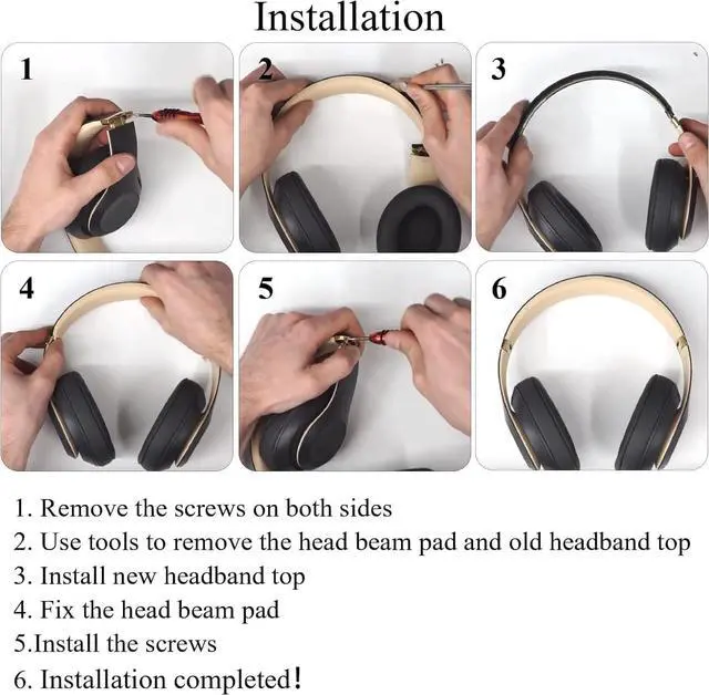 Alt view image 5 of 5 - Studio3 Replacement Headband & Hinge & Cushion Replacement for Beats Studio 3 Headphone,Durable Parts Accessories Repair Kit Set(Gray Gold