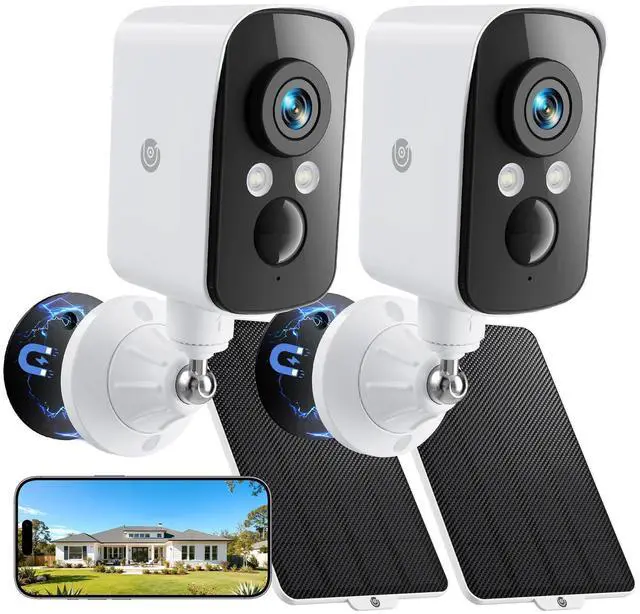 Main image of Naseto Security Camera Wireless Outdoor, 2.4G WiFi, Battery & Solar Powered, Magnetic, Free Human Detection, Free 7-Day Cloud/SD, Night Vision, Siren, 2-Way Talk, 2K, IP65