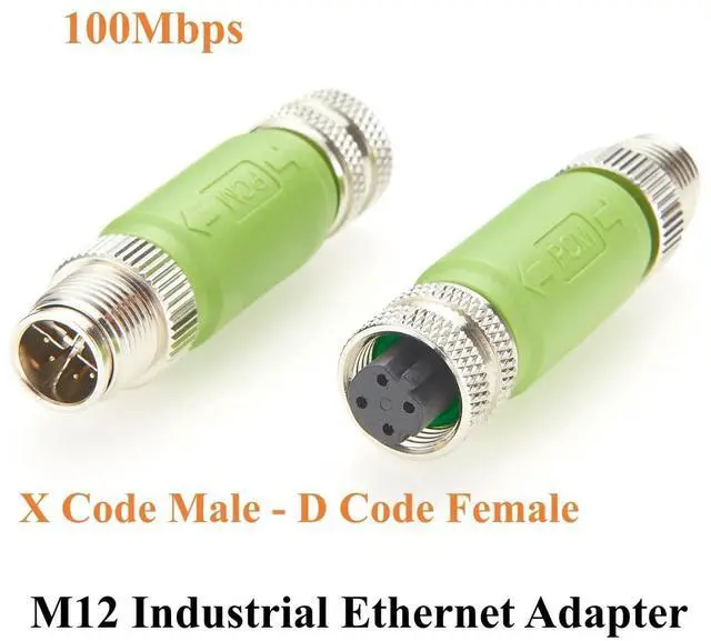 Alt view image 2 of 5 - Profinet M12 X Code Male Plug to M12 D Code Female Converter Socket 100Mbps Cat5e Ethernet Shielded Adapter Compatible with 6GK1901-0DE20-6AA0 for PLCs, I/O Modules, Sensors, Actuators (1PCS)