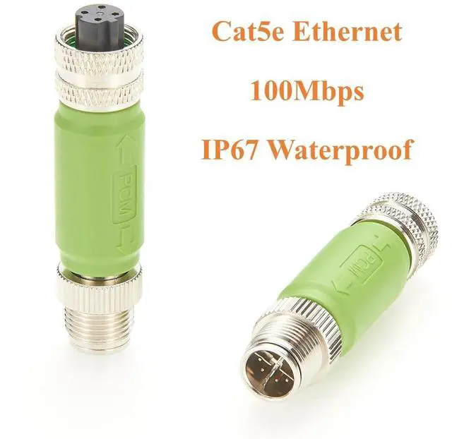 Alt view image 3 of 5 - Profinet M12 X Code Male Plug to M12 D Code Female Converter Socket 100Mbps Cat5e Ethernet Shielded Adapter Compatible with 6GK1901-0DE20-6AA0 for PLCs, I/O Modules, Sensors, Actuators (1PCS)