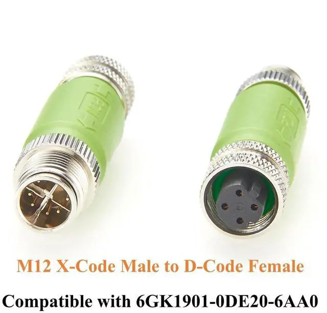 Alt view image 5 of 5 - Profinet M12 X Code Male Plug to M12 D Code Female Converter Socket 100Mbps Cat5e Ethernet Shielded Adapter Compatible with 6GK1901-0DE20-6AA0 for PLCs, I/O Modules, Sensors, Actuators (1PCS)
