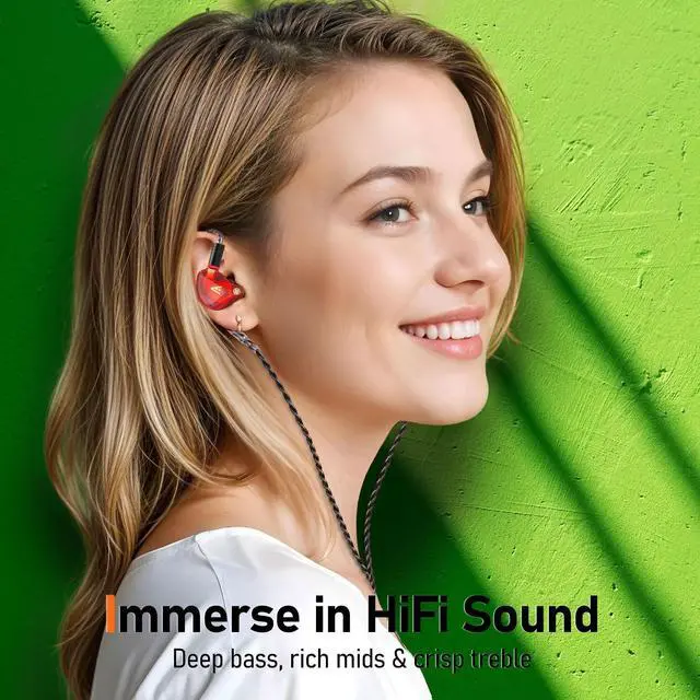 Alt view image 2 of 5 - Vibes 202M Wired Earbuds - HiFi in Ear Monitor Headphones - Noise Isolating Ear Buds w/ Mic - Clear Sound, Deep Bass & Comfort-Fit Gaming Earphones - MMCX to 3.5mm & Silver Plated Cord, Carrying Case