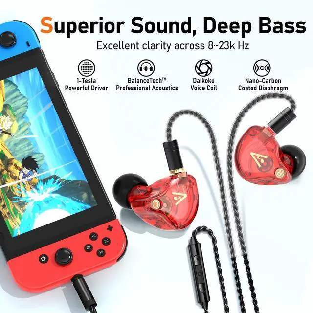 Alt view image 3 of 5 - Vibes 202M Wired Earbuds - HiFi in Ear Monitor Headphones - Noise Isolating Ear Buds w/ Mic - Clear Sound, Deep Bass & Comfort-Fit Gaming Earphones - MMCX to 3.5mm & Silver Plated Cord, Carrying Case