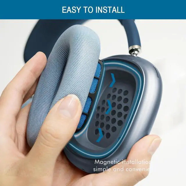 Alt view image 3 of 5 - GEVO Upgraded Ear Cushions Replacement Earpads for AirPods Max 1 & 2 Headphones, Protein Leather Ear Pads Ear Covers Cups with Memory Foam and Magnet for AirPods Max 1 & 2 (Sky Blue)