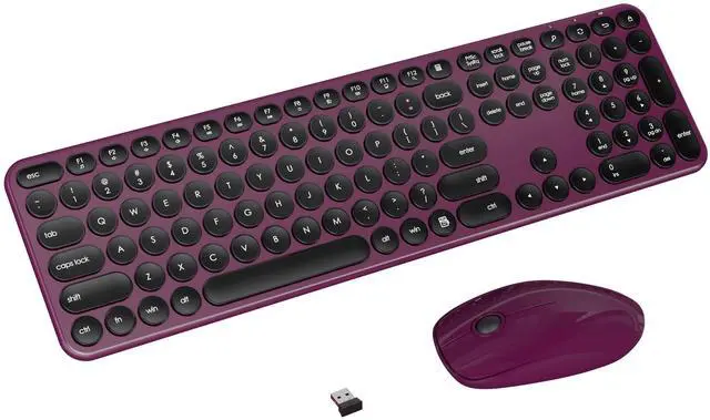 Main image of COVEVA Wireless Keyboard and Mouse Combo, USB Receiver Plug and Play, Low Profile Quiet Typing Design, 110 Round Keys Full-Size Silent Keyboard Set for PC, Windows, Mac, Desktop, Laptop(Claret