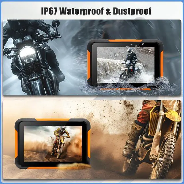 Alt view image 5 of 5 - Car Stereo for Motorcycle, Universal Motorbike Wireless CarPlay & Android Auto GPS Navigation Dual Bluetooth, 5 Inch IPS Touchscreen Waterproof & Dustproof IP67 Navigator EQ System Voice Contro